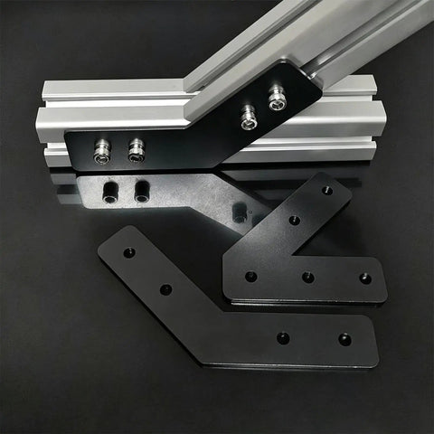 Six Piece 45 Degree L Brackets For Aluminum Profile Extrusion Corner Braces Joining Plates 2020 Series European Standard Heavy Duty Pre Drilled Steel