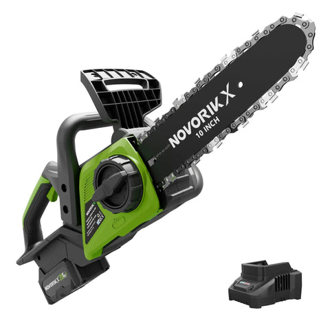 20V Cordless Chainsaw With 10 Inch Bar, 4.0Ah Battery And Charger, Auto Oiler, Tool Free Chain Tension, Perfect For Tree Trimming