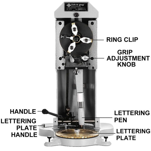 Inside Ring Engraver With Double Sided Dial Stamper For 1.5mm To 2.0mm Letters Inner Ring Engraving Tool 360 Degree Jaw 5 Inch Dial Jewelry Crafting Machine DIY Pro Grade front view