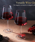 Hand Blown 19Oz Premium Titanium Crystal White Square Wine Glasses Set Of 4 With Long Stems Ultra Thin Walls Classy Yet Casual