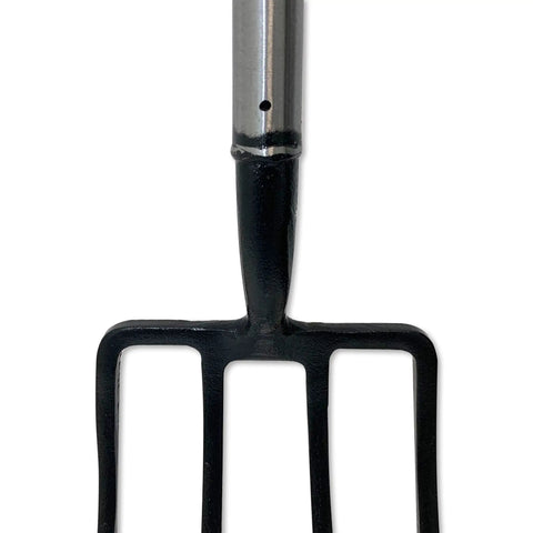 Deep Dish Banjo Plantation Fork With Solid Forged Carbon Steel Head Five Rivet Ash Handle Integral Wooden Hilt Powder Coated Head For Rust And Scratches BS3388 Load Tested Heavy Duty Garden Tiller For Tough Lifts Be A Real Beast