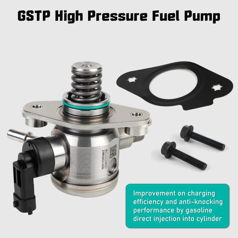 High Pressure Fuel Pump EP1028 For 2010 To 2017 2 4L GMC Terrain Chevy Equinox Captiva Malibu Orlando Buick Lacrosse Verano Regal Replacement With OE Numbers 12639694 12633423 12641847 HP1640, shown with gasket and screws.