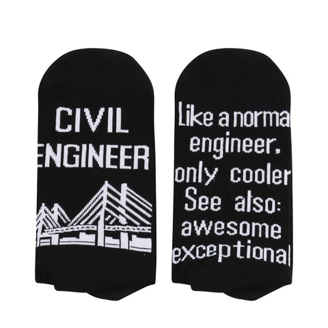 Civil Engineer Socks 2 Pack Unisex Gift For Students And Pros Like A Normal Engineer But Cooler Soft Cotton Crew Socks with text