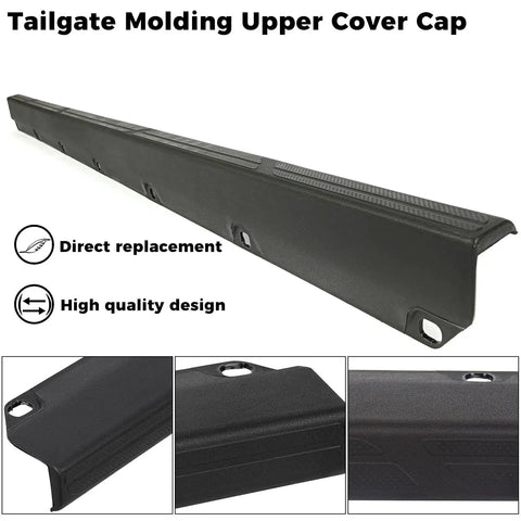 Tailgate Molding Cover Cap for Toyota Tacoma 2005 2015 Replacement 65717 04020 TO1904100, black plastic, side view