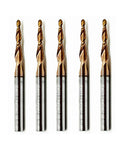 Five Piece Tapered Ball Nose End Mill Set For CNC Router Bits One Eighth Inch Shank Three Quarter Millimeter Radius Tips Premium Tungsten Carbide Bits For Precision 3D Woodworking And Detail Carving