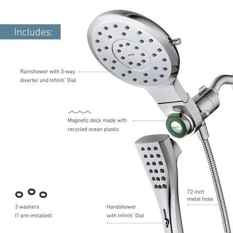 Next Level Bathroom Upgrade Featuring Brushed Gold Handheld And Rain Shower Head Combo With Infiniti Dial For Killer Flow Options Smooth As Butter Magnetix Docking Tech And Zero Hassle Daily Enjoyment
