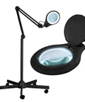LED Magnifying Floor Lamp With Dual Bifocal Lenses 2.25x And 6x, 1200 Lumens, Dimmable Task Light, Rolling Base, Adjustable Arm
