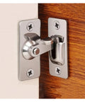 Sturdy Stainless Barn Door Latch With 90 Degree Hook Bolt For Gates Windows And Cabinets Heavy Duty Secure Lock shown mounted