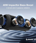 Portable Bluetooth Speaker With 40W Peak Power And Deep Bass From Dual Passive Radiators, interior components view