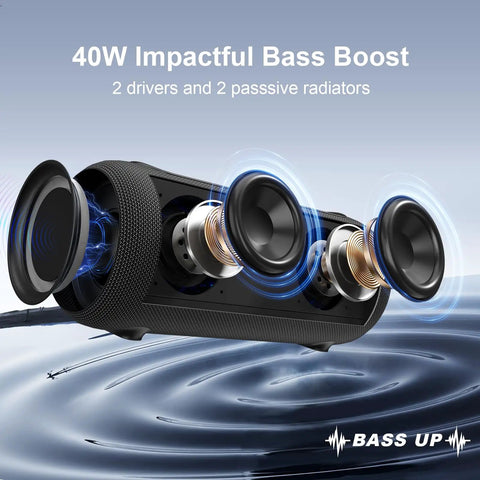 Portable Bluetooth Speaker With 40W Peak Power And Deep Bass From Dual Passive Radiators, interior components view