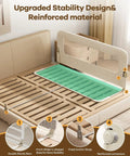 Foldable Toddler Bed Rail 59 Inch Reinforced Carbon Steel Frame With Connectors shown on bed frame without mattress
