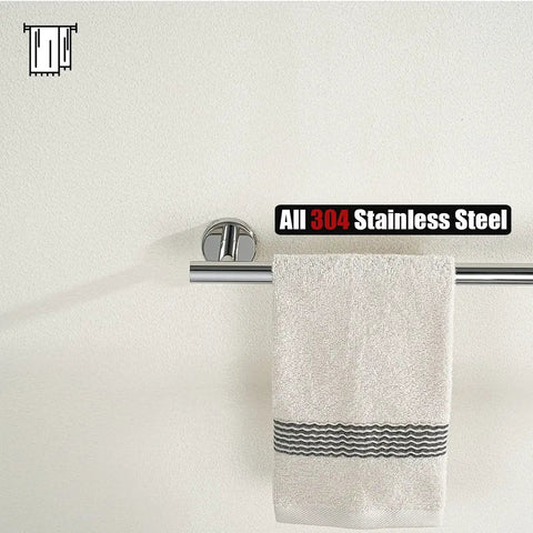 Chrome Towel Bar 27 Inch Built Tough 304 Stainless Steel 0.8mm Tube Wall Mount with towel, polished finish, bathroom use.