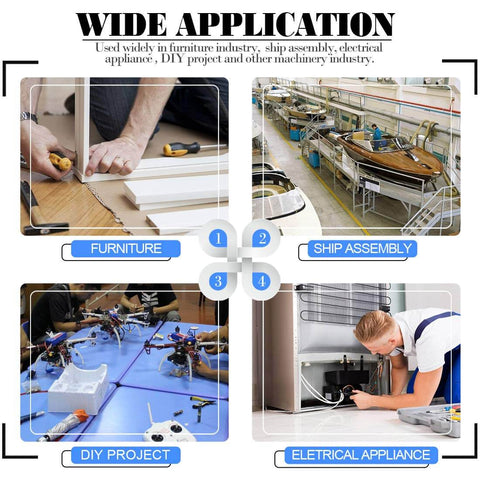 Infographic showing wide applications of 450Pcs M3 M4 M5 M6 M8 Allen Head Socket Set Screws Kit in various industries