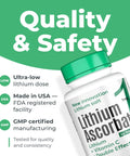 Bottle of Lithium Supplement 1 Mg Tablets For Calm, Focus And Mental Clarity, Non Drowsy Formula With Fast Dissolve, 60 Count