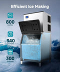Heavy Duty Commercial Ice Maker Machine 800 Lbs Per Day With 300 Lbs Storage Bin Ice Ready In 10 To 15 Minutes Stainless Steel