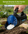 Handheld Spreader For Lawn Care 3 In 1 Seed Fertilizer Ice Melt With Adjustable Openings And 84 Oz Capacity in use in garden