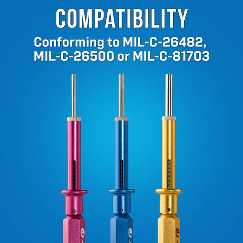 KR 260 3 Piece Extraction Tool Kit with multicolored probes for front release contacts removal in electric connectors