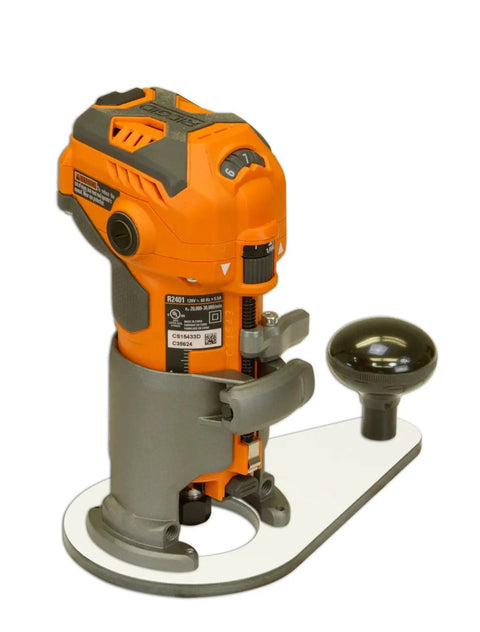 Nail Your Cuts With This Rock Solid Offset Baseplate For Ridgid Compact Routers Fits R2400 R2401 R24012 R860443B 7MM white plate and router.