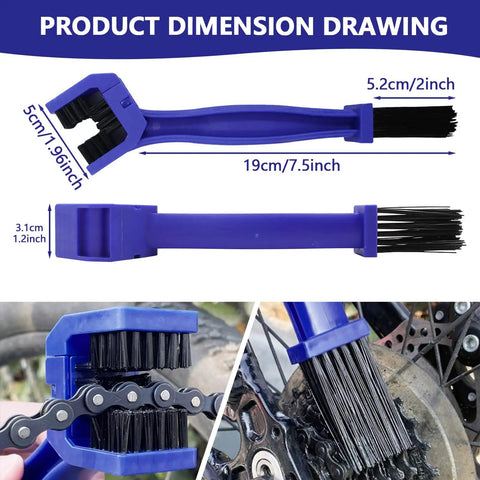 Dimensions of blue brush from Four Piece Bike Chain Washer Cleaner Set With Four Color Brushes For Bikes And Motorcycles Crankset Scrub Tool