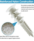 Close-up of glass fiber reinforced nylon anchor from Heavy Duty Drywall Anchors And Screws Kit 200 Pieces Self Drilling.