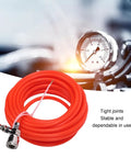 Hella Smooth Flex Eva Air Compressor Hose Featuring No Sweat Quick Connect Ends 33 Foot Oil Resistant Pneumatic Line with gauge.