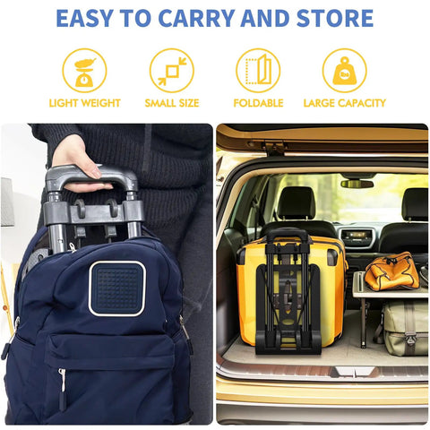 No Sweat Folding Hand Truck And Ultra Lightweight Portable Cart And Rock Solid 90lb Heavy Duty Two Wheel Utility Trolley With Bungee Straps For Moving Travel Luggage Hauling Smooth Compact Storage Setup Fits Right In Trunk Or Closet