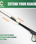 3600 PSI Pressure Washer Gun Kit with Extension Wand Nozzle Holder, shown in side view with spray tips and brass fittings