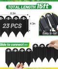 Thickened Sturdy Garden Edging 15Ft Raised 4.3 Inch Plastic Flower Bed Border shown in 23-piece set and connection detail
