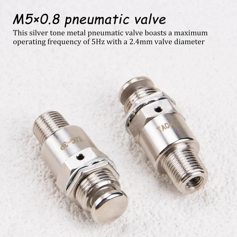 Tac-3P Pneumatic Valve With Push Button Switch, compact metal M5x0.8 connection, 2 position, 3 way air control valve shown