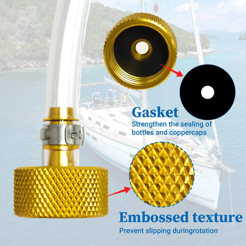 Sea Star Hydraulic Steering Bleed Kit showing PU hose, copper fitting with gasket and embossed texture detail for boat maintenance