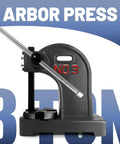 Three Ton Arbor Press Cut From Solid Cast Iron With Twelve Inch Stroke, compact manual bench press for tough jobs.