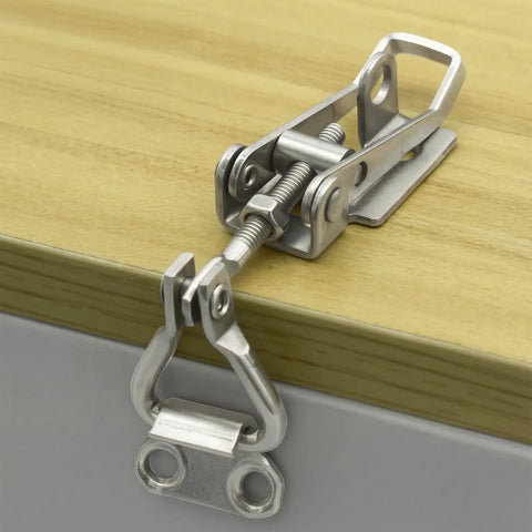 Dope Adjustable Toggle Corner Closure Latch With Keyhole For Tight Fits On Cabinet Doors Boxes And Window Covers Keeps Everything Locked Down Secure, stainless steel