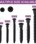 Multiple sizes of black zinc plated screws including 50Pcs M7 X 40mm Black Zinc Plated Confirmat Screws Set With Phillips Drive.