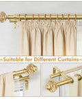 Gold 1 Inch Double Curtain Rod Set With Telescoping 72 To 144 Inch Range, Sparkling Foil Finials, suitable for different curtains