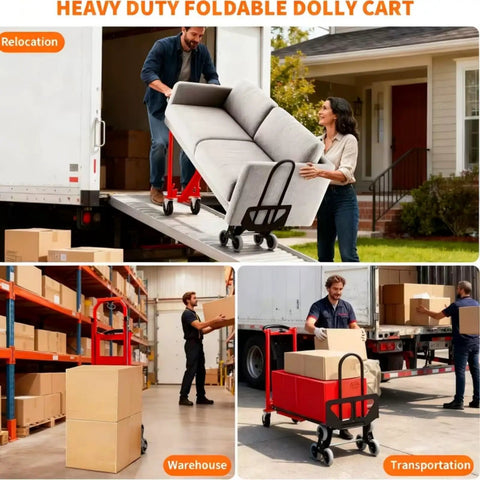 Heavy Duty Stair Climbing Hand Truck With 1000 Pounds Capacity 4 In 1 Convertible Dolly Cart in use for moving boxes and furniture