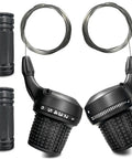 18 Speed MTB Shifter Set Left And Right Twist Shifters With Gear Cables And Non Slip Rubber Grips For Slick Indexed Shifting And Quick Gear Changes Ready.