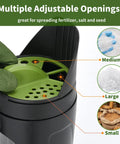 Handheld Lawn And Garden Seed Spreader For Fertilizer Grass Seed Salt Ice Melt Up To 80 Oz Capacity With Three Adjustable Openings
