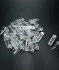Heavy Duty Clear Shelf Support Pegs With Self Locking Grip For 5/16 Inch Holes And 19/32 Inch Thick Shelves Rock Solid 50 Pack transparent clips piled together