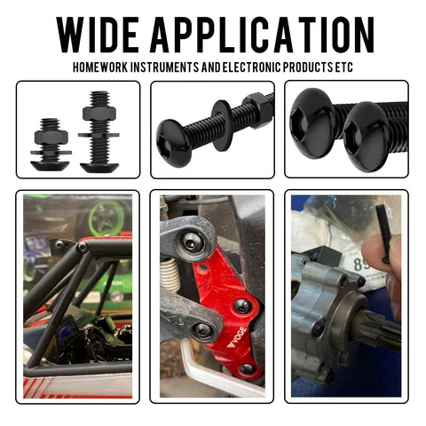 900 Piece Button Head Hex Socket Cap Screw Kit With Hex Keys M2 M2.5 M3 Allen Bolts Nuts Washers 10.9 Grade High Carbon Steel Black Oxide Fully Threaded Fastener For Tough Mech Jobs Home Repair Gonna Last Long Legit Hard Gear Upgrade For Pros.