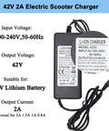 42V 2A Electric Scooter Charger for 36V Lithium Batteries with 4 Plug Hoverboard Cord Universal Power Adapter