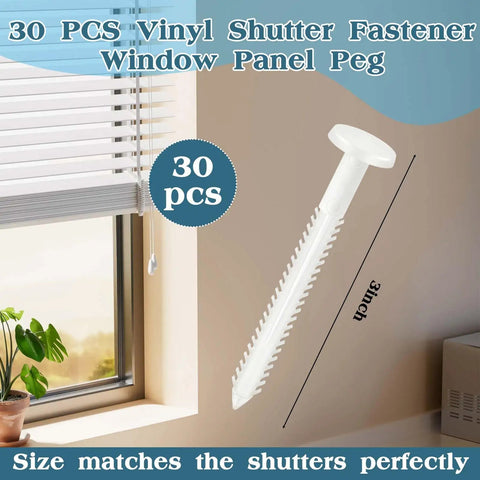 Top Shelf 30 Pack 3 Inch White Vinyl Shutter Fasteners Hella Durable PVC Anchor Pins for Exterior Decorative House Shutters