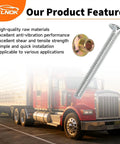 Peterbilt 379 Compatible Huck And Collar Lock Bolt Kit With Magna Grip Bolts 3/16 In features overview with truck background