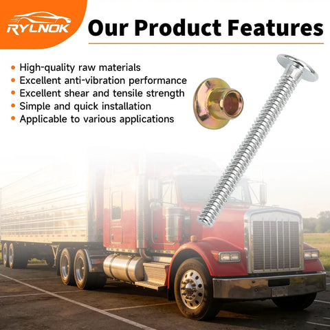 Peterbilt 379 Compatible Huck And Collar Lock Bolt Kit With Magna Grip Bolts 3/16 In features overview with truck background