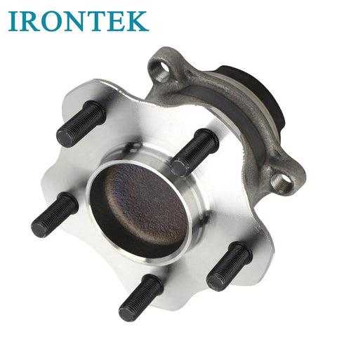 Front view of IRONTEK Rear Wheel Bearing And Hub Assembly For Nissan Rogue And Rogue Select With ABS, 5-Lug, 1 Piece Plug-N-Play