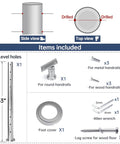 Round Cable Railing Post 36 Inch By 2.36 Inch Brushed Stainless Steel Pre Drilled With 10 Level Holes For Easy Horizontal Runs