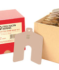 3x3 inch slotted shim kit with red box, showing stainless steel shims in different thicknesses for alignment and leveling use
