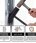Person using Rugged Heavy Duty Garage Door Vertical Track Repair Tool Set For 3-Inch Roller Track Systems Anvil Tool