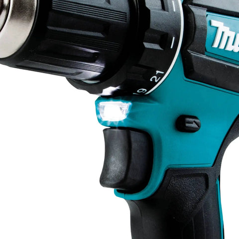 Close-up of the Beast 18V Brushless 1/2 Inch Driver Drill Cordless Kit With Two Speed Transmission, showing LED light and controls.