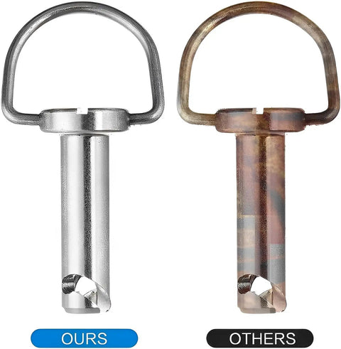 Top Shelf Saddlebag Mount Pins For Harley Touring Quick Release Bail Studs, chrome vs worn pins comparison, two fasteners displayed.