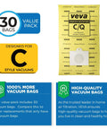 30 Pack Premium Type C Vacuum Bags For Canister Vacuums Compatible With Kenmore Sears Style C Q CQ 5055 50557 50558 50104